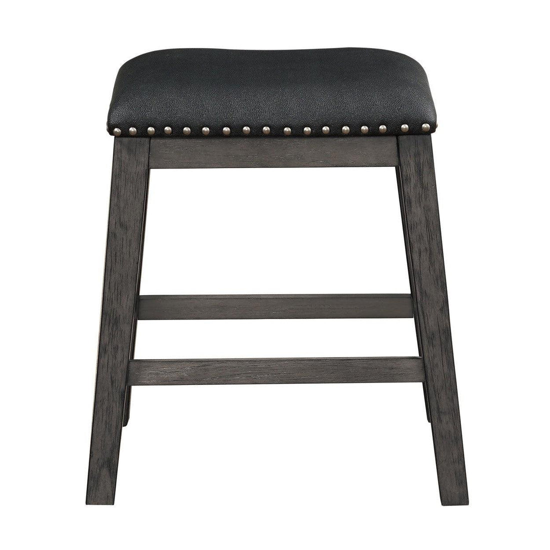 COUNTER HEIGHT STOOL, BLACK PU, NAILHEADS 5603-24