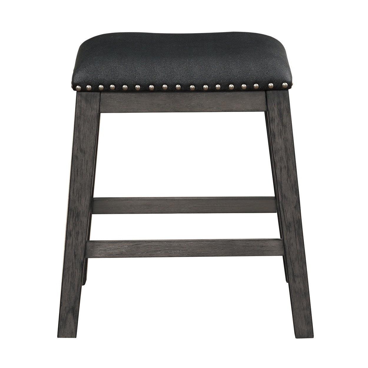 COUNTER HEIGHT STOOL, BLACK PU, NAILHEADS 5603-24