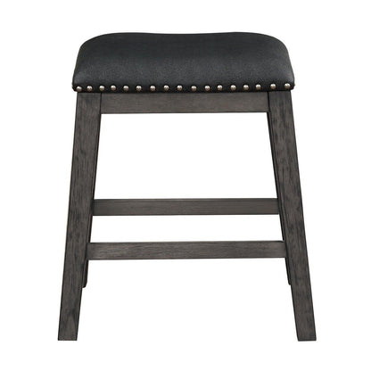 COUNTER HEIGHT STOOL, BLACK PU, NAILHEADS 5603-24