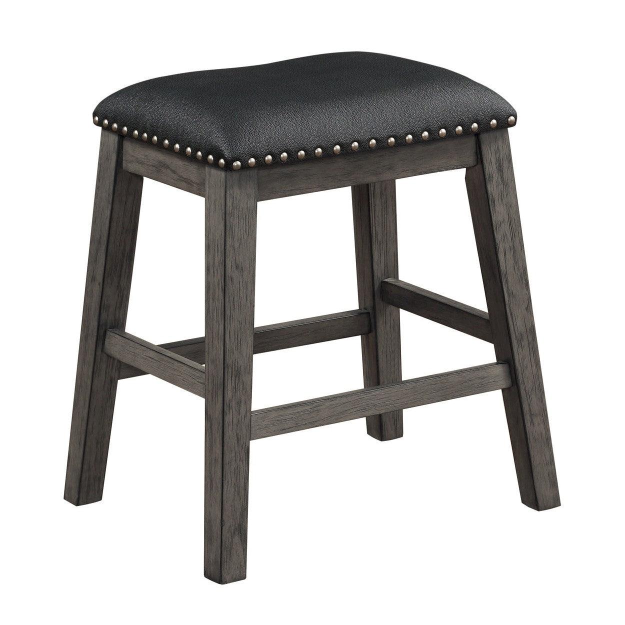 COUNTER HEIGHT STOOL, BLACK PU, NAILHEADS 5603-24