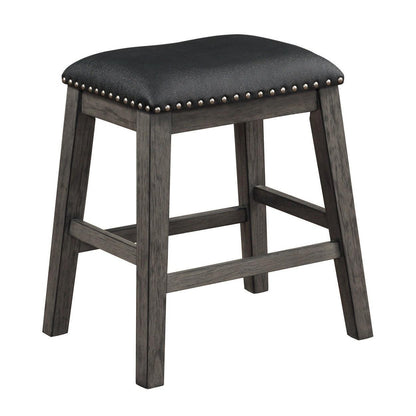 COUNTER HEIGHT STOOL, BLACK PU, NAILHEADS 5603-24