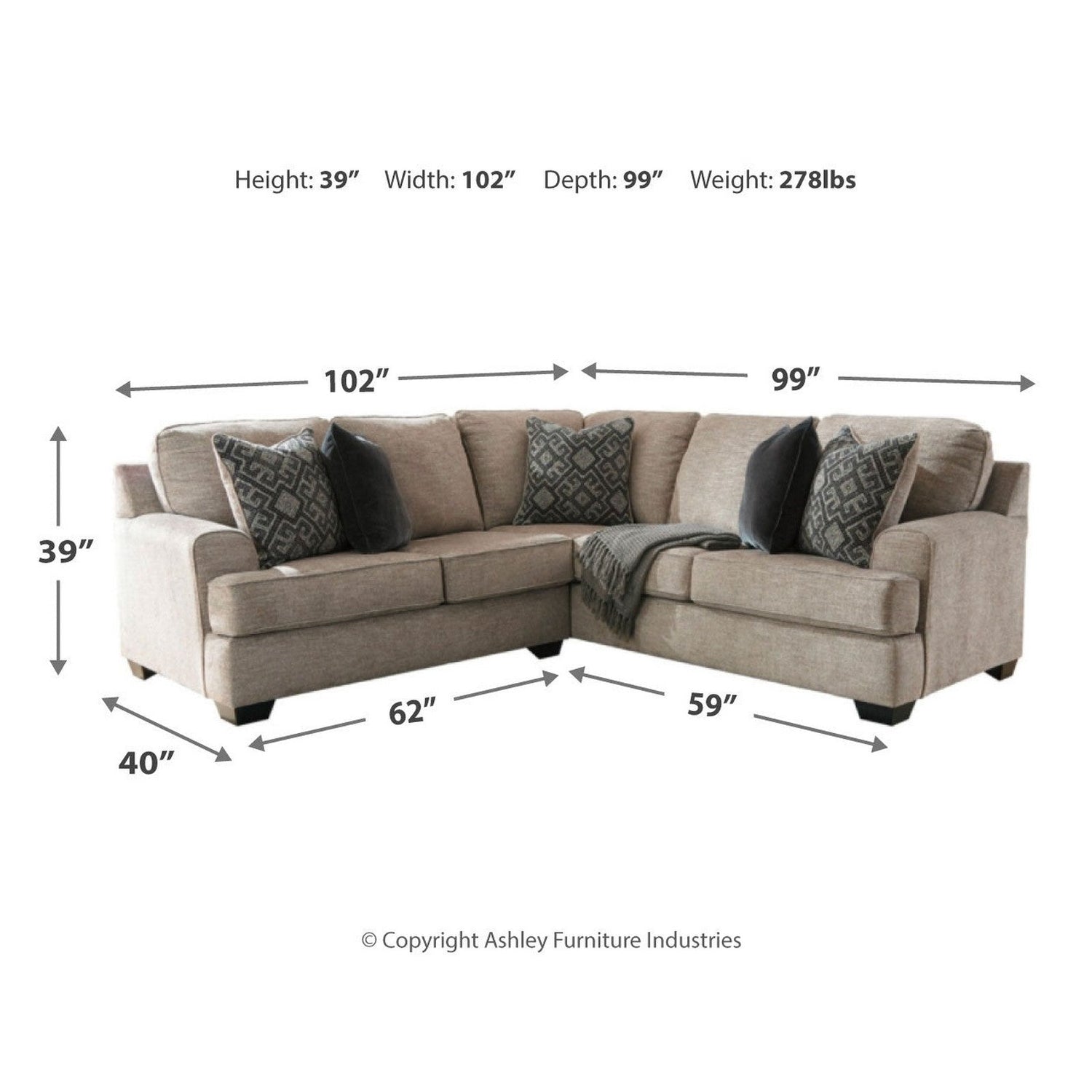 Bovarian 2-Piece Sectional Ash-56103S1