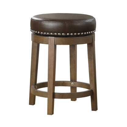 RND SWIVEL CNTR HGHT STOOL, BRW PU, 3A 5681BRW-24