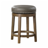 RND SWIVEL CNTR HGHT STOOL, GRY PU, 3A 5681GRY-24