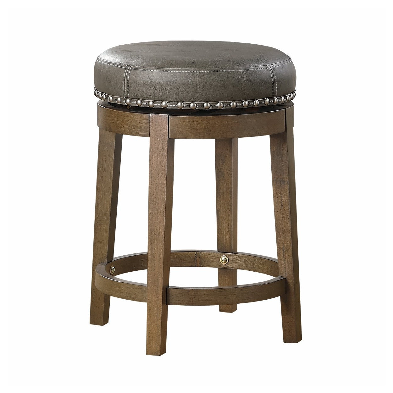 RND SWIVEL CNTR HGHT STOOL, GRY PU, 3A 5681GRY-24