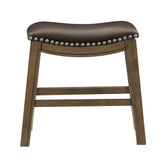 Stool, Brown PU, Rubberwood, 3A 5682BRW-18