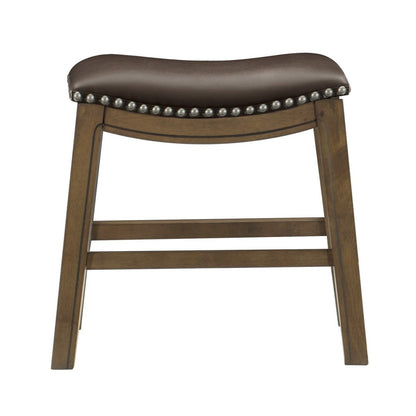 Stool, Brown PU, Rubberwood, 3A 5682BRW-18