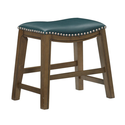 Stool, Green PU, Rubberwood, 3A 5682GEN-18