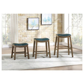 Stool, Green PU, Rubberwood, 3A 5682GEN-18