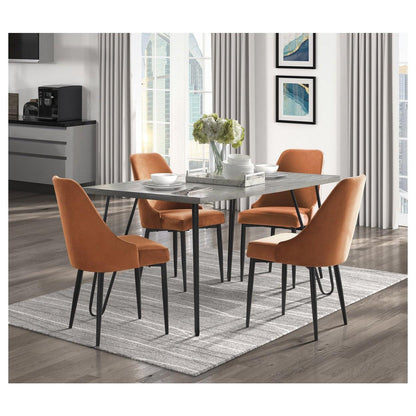 SIDE CHAIR, ORANGE VELVET 5817RNS