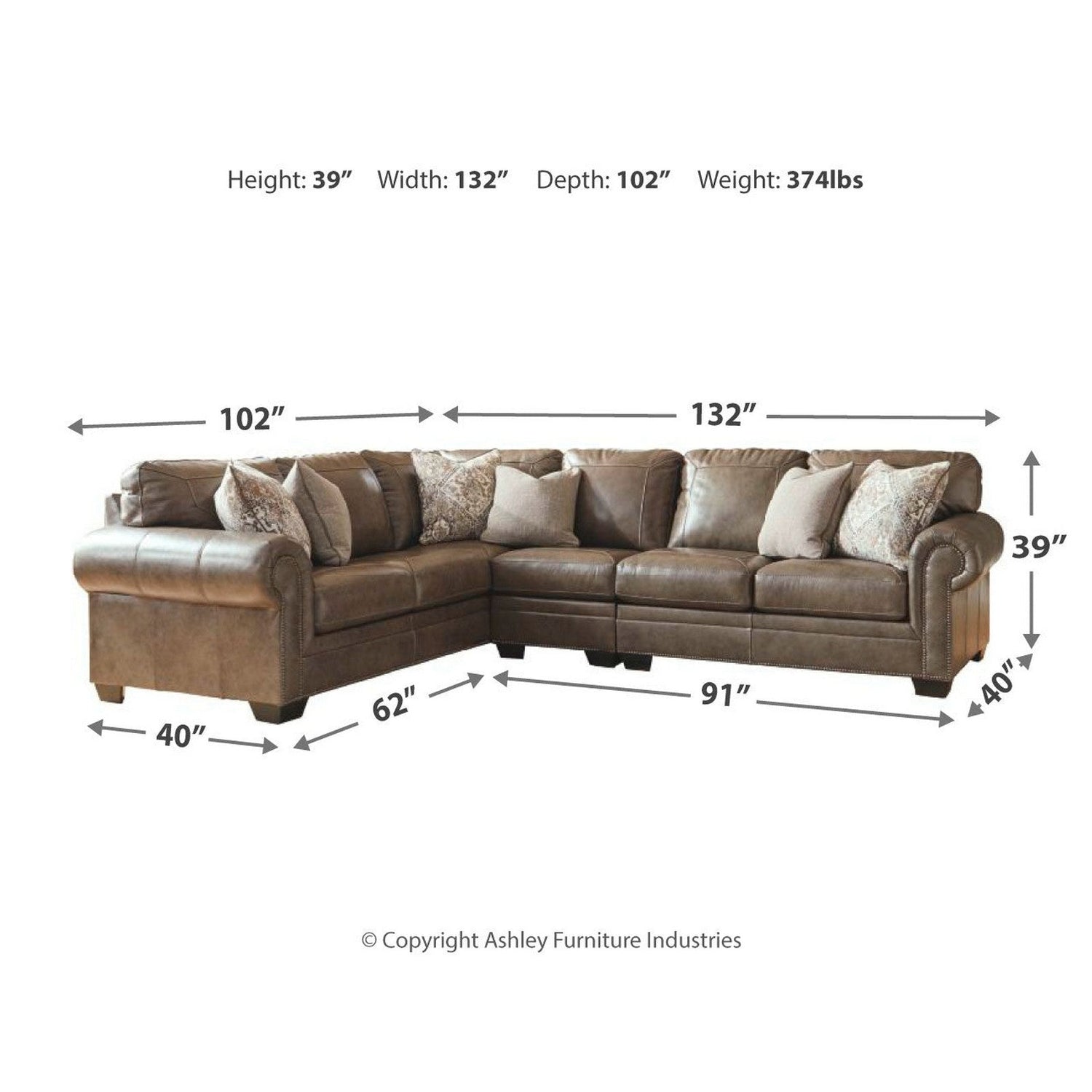 Roleson 3-Piece Sectional Ash-58703S2