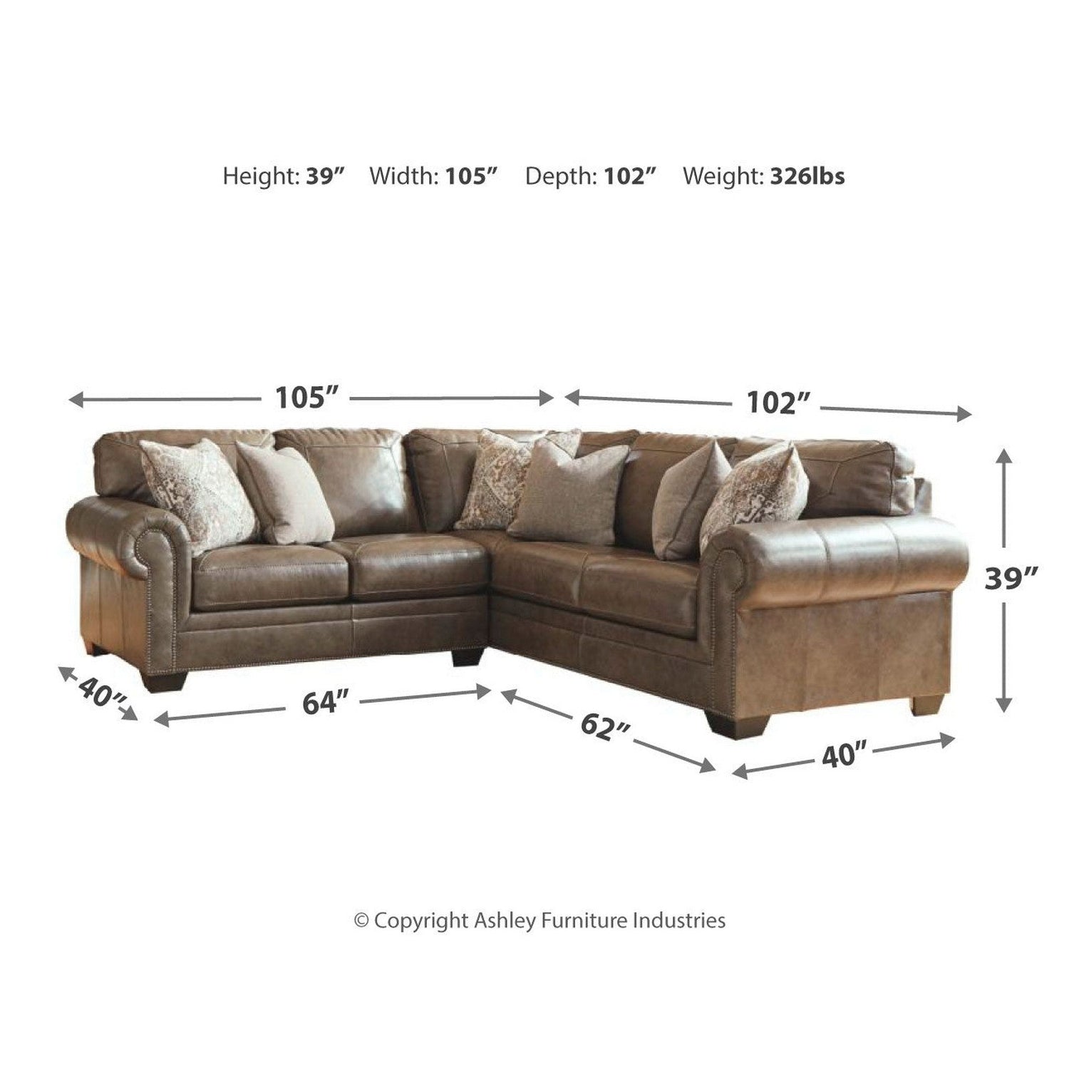 Roleson 2-Piece Sectional Ash-58703S3