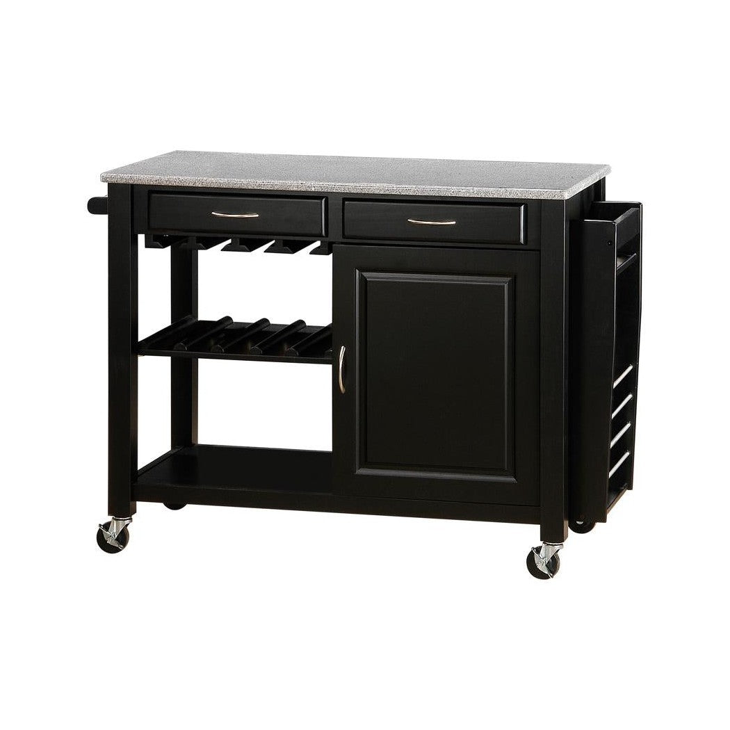 Shepard Kitchen Cart with Granite Top Black 5870