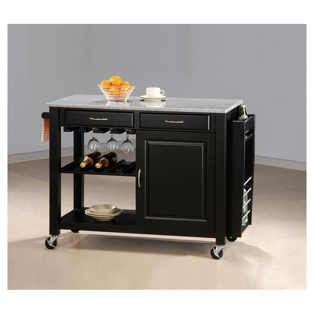 Shepard Kitchen Cart with Granite Top Black 5870