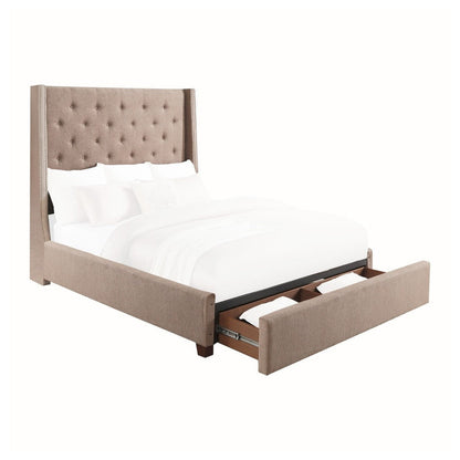 (3) CK BED W/STORAGE DRAWER, BROWN FABRIC 5877KBR-1CKDW*