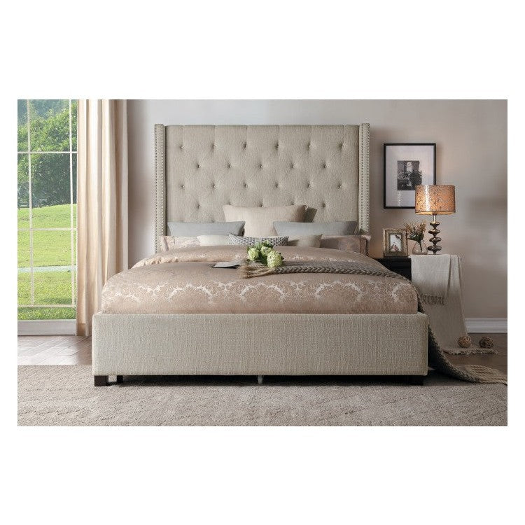 (2) EK BED, BEIGE FABRIC 5877KBE-1EK*