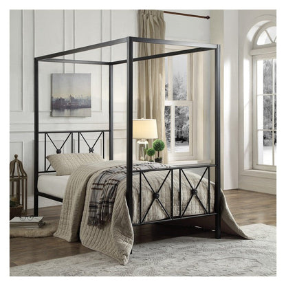 TWIN SIZE CANOPY METAL BED, SQ POST, 3A 1759T-1