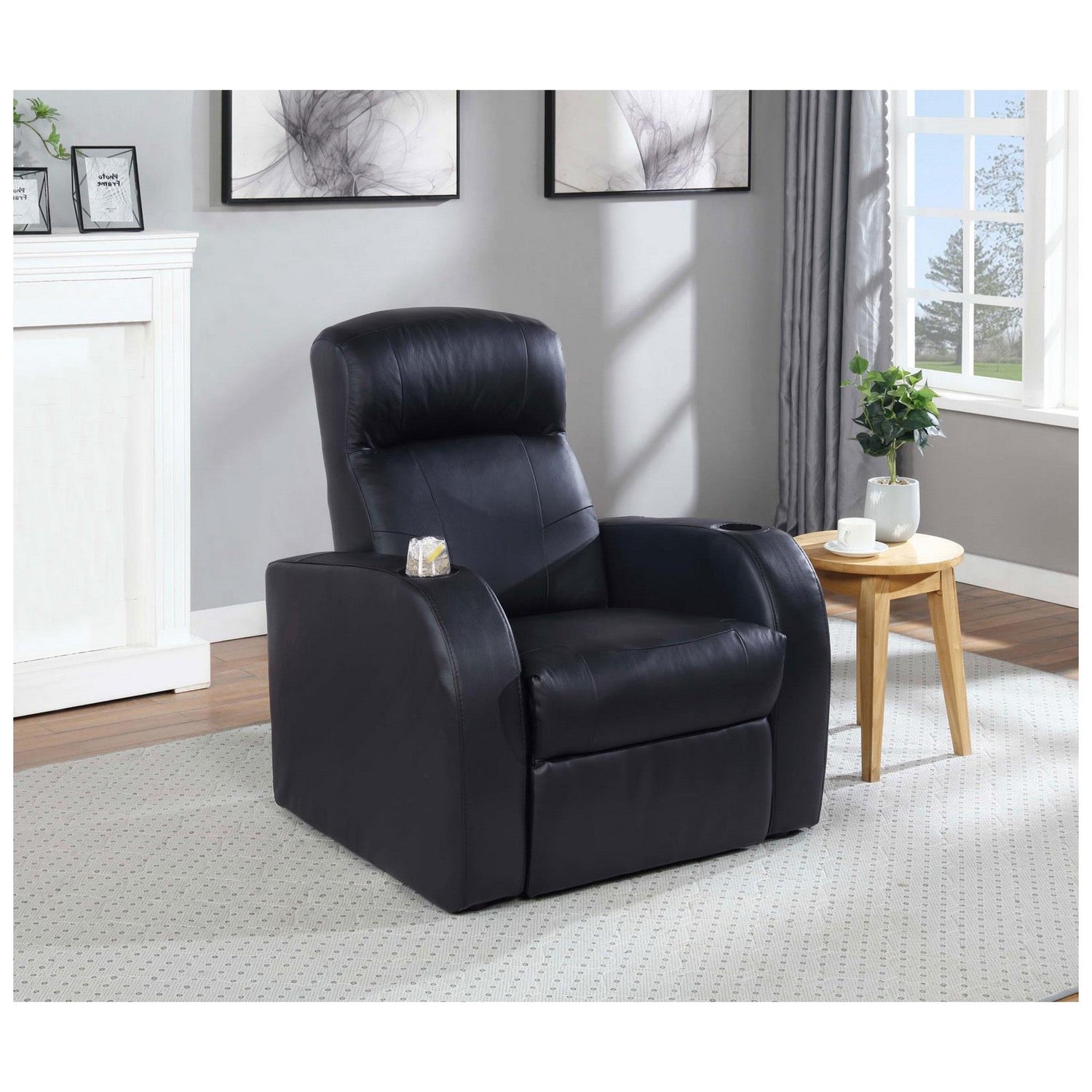 Cyrus Home Theater Upholstered Recliner Black 600001