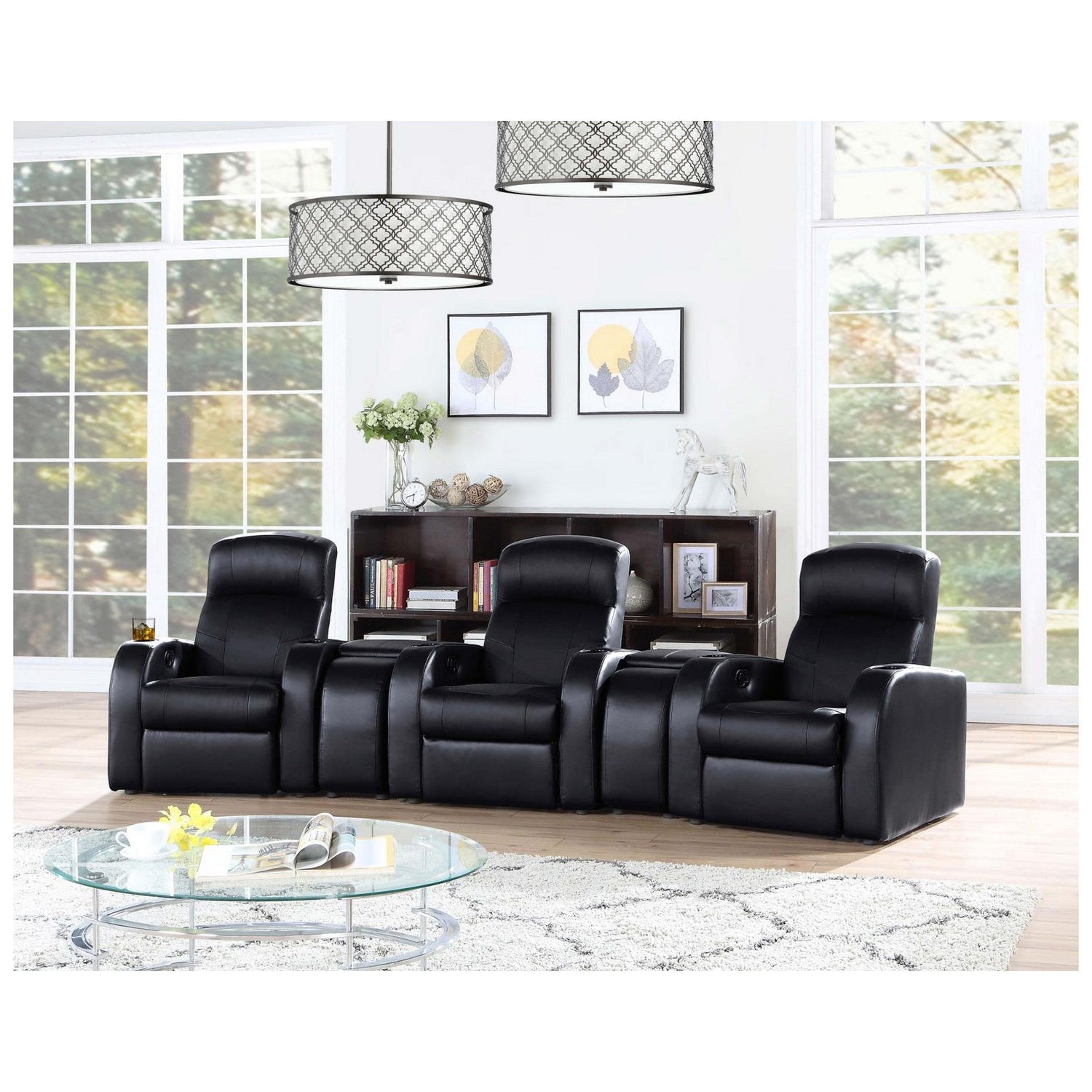 Cyrus Home Theater Upholstered Recliner Black 600001