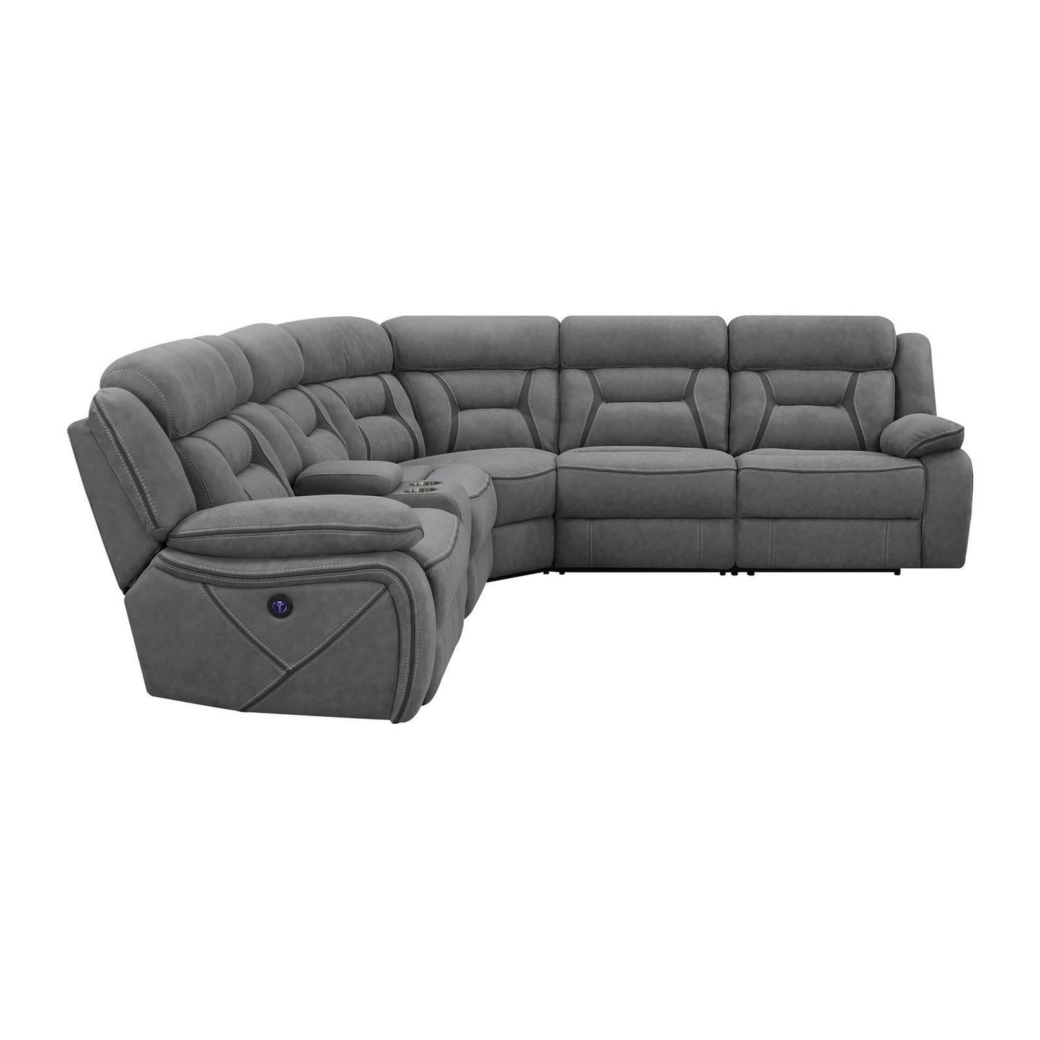 Higgins Four-Piece Upholstered Power Sectional Grey 600370