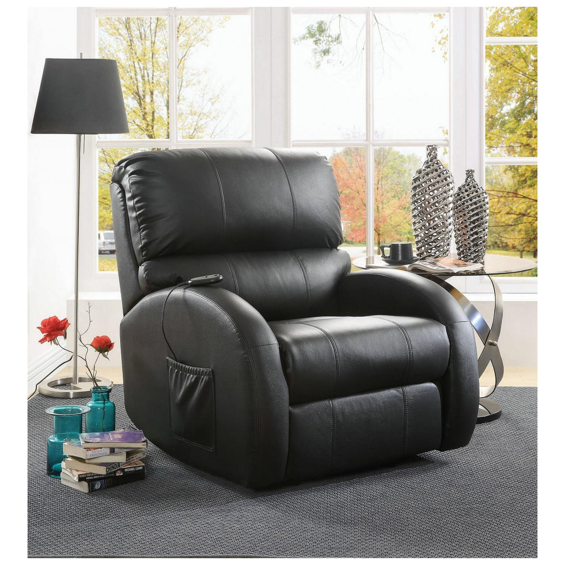 Upholstered Power Lift Recliner Black 600416