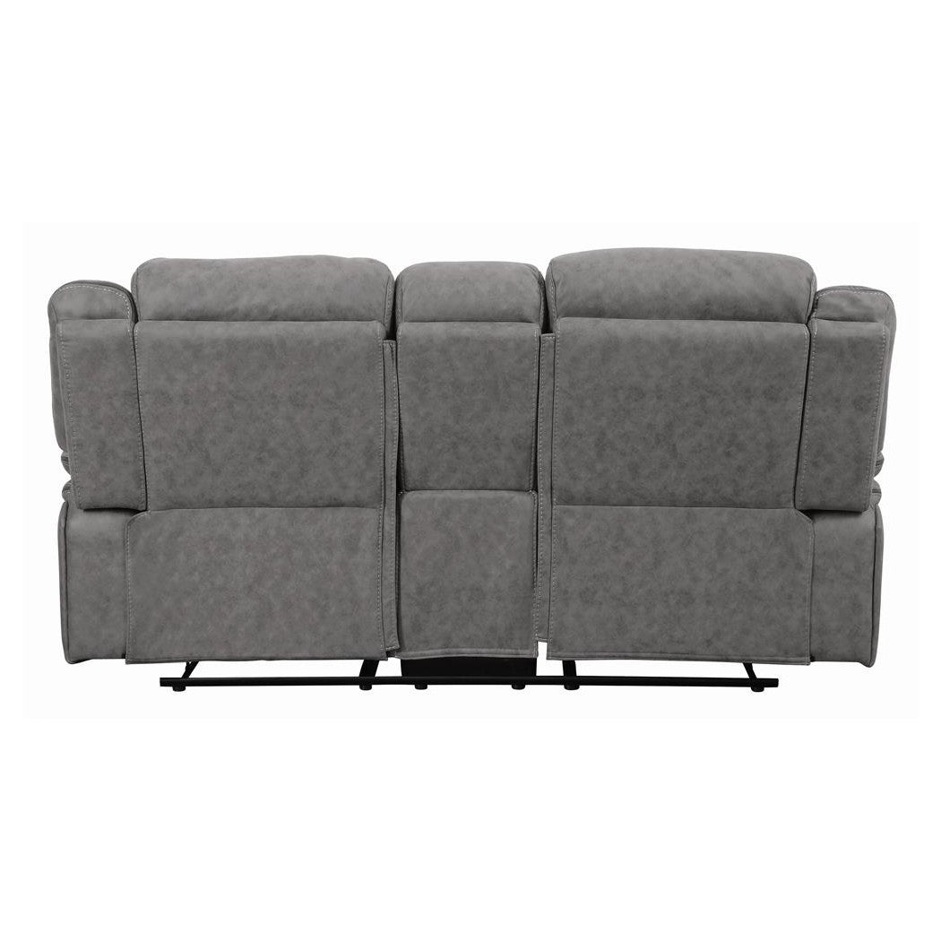 Higgins Pillow Top Arm Motion Loveseat with Console Grey 602262