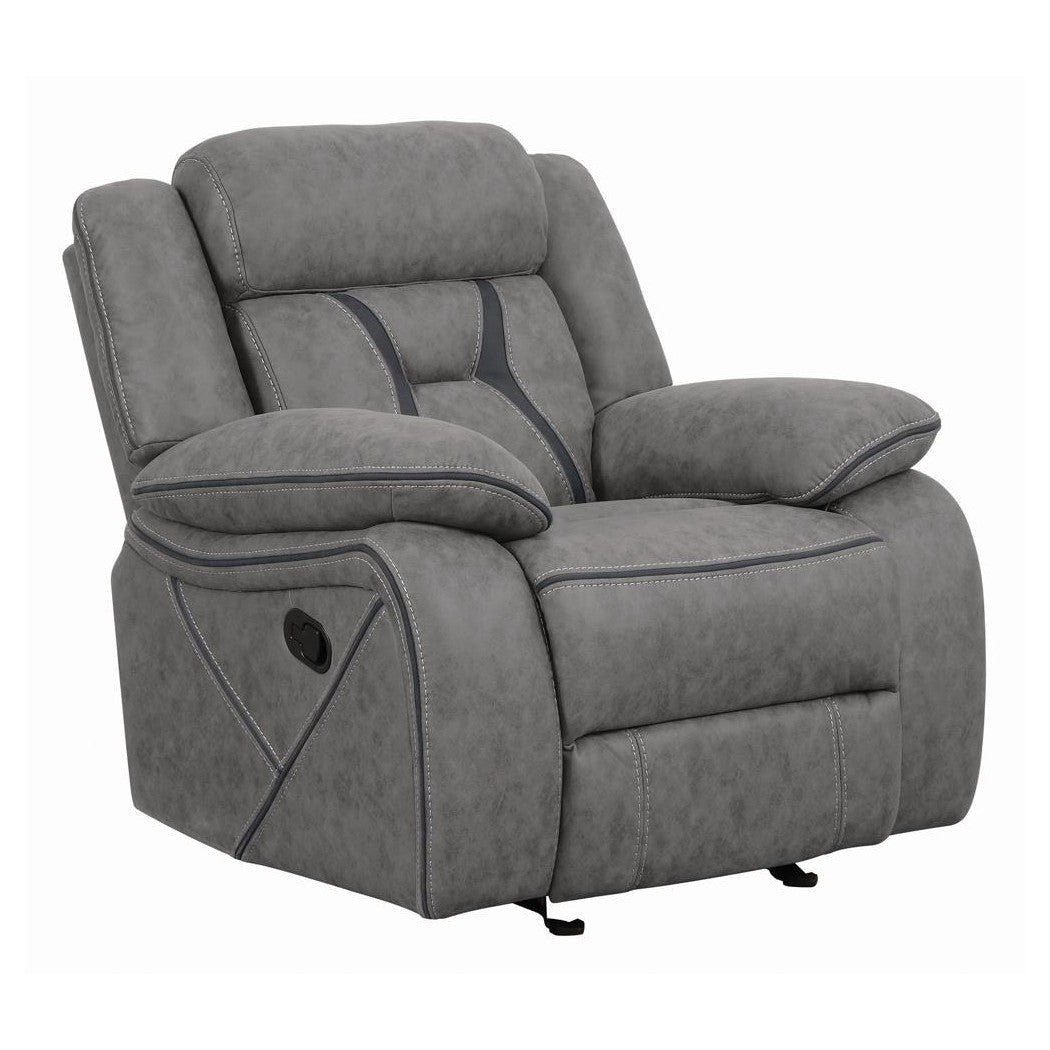 Higgins Overstuffed Upholstered Glider Recliner Grey 602263