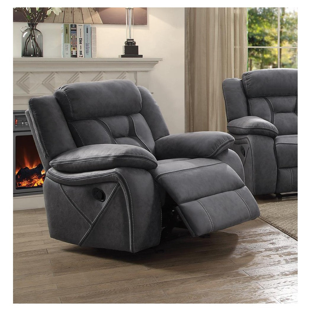 Higgins Overstuffed Upholstered Glider Recliner Grey 602263
