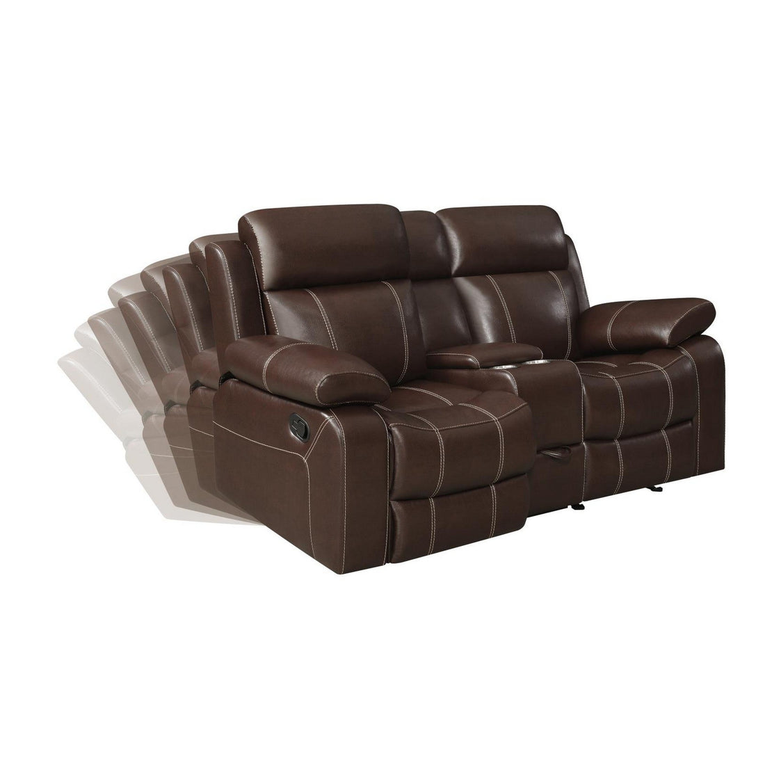 Myleene Glider Loveseat with Console Chestnut 603022