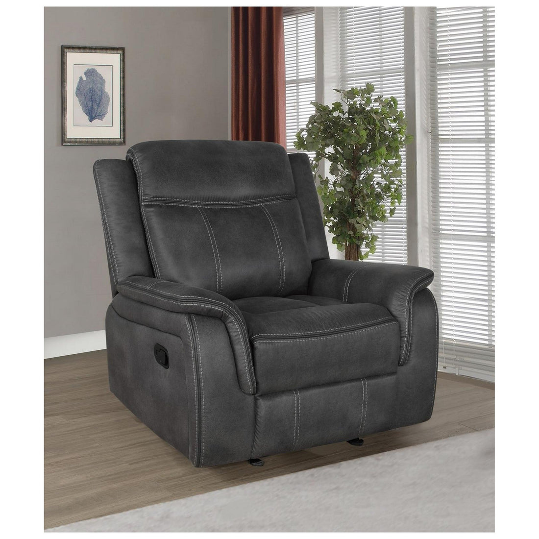 Lawrence Upholstered Tufted Back Glider Recliner 603506