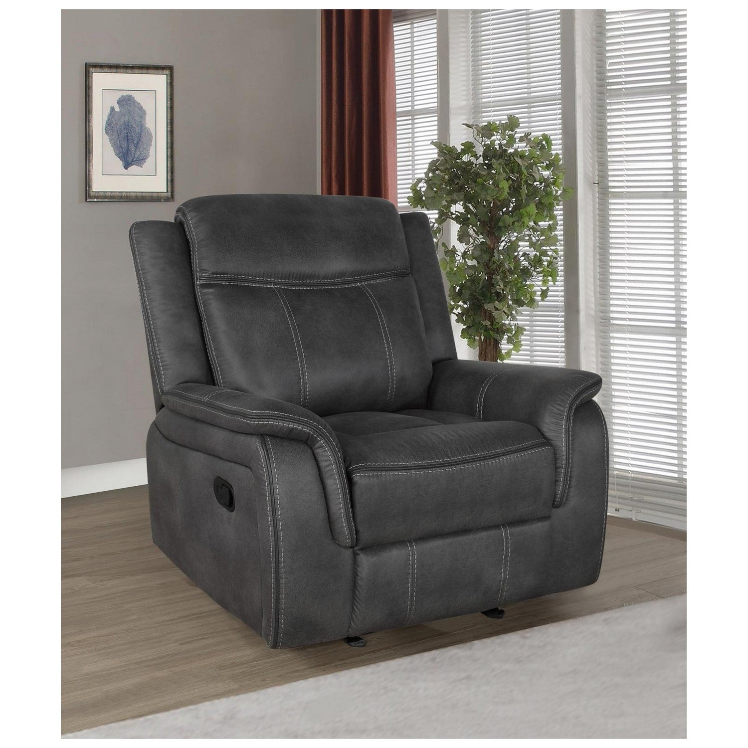 Lawrence Upholstered Tufted Back Glider Recliner 603506