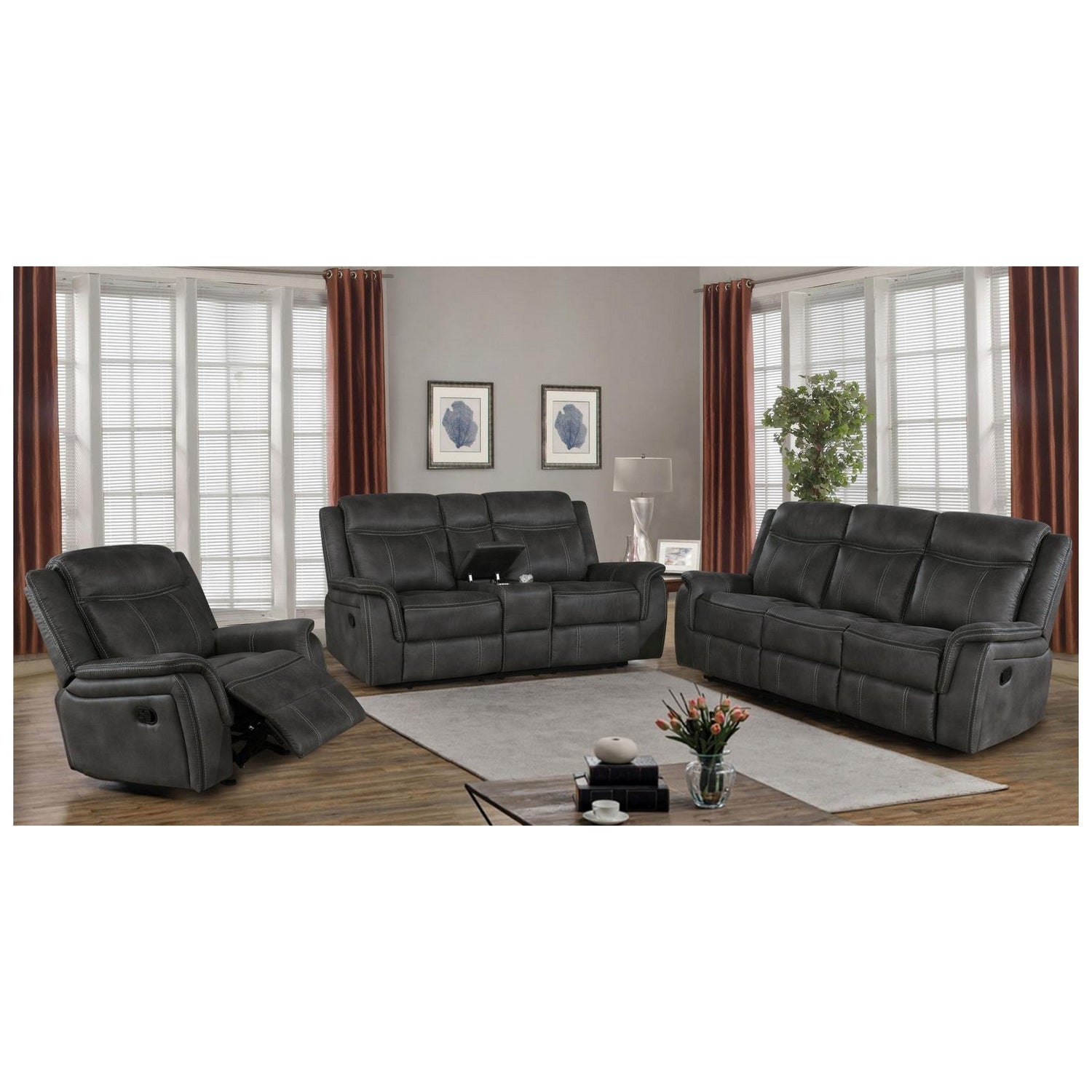 Lawrence Upholstered Tufted Back Glider Recliner 603506
