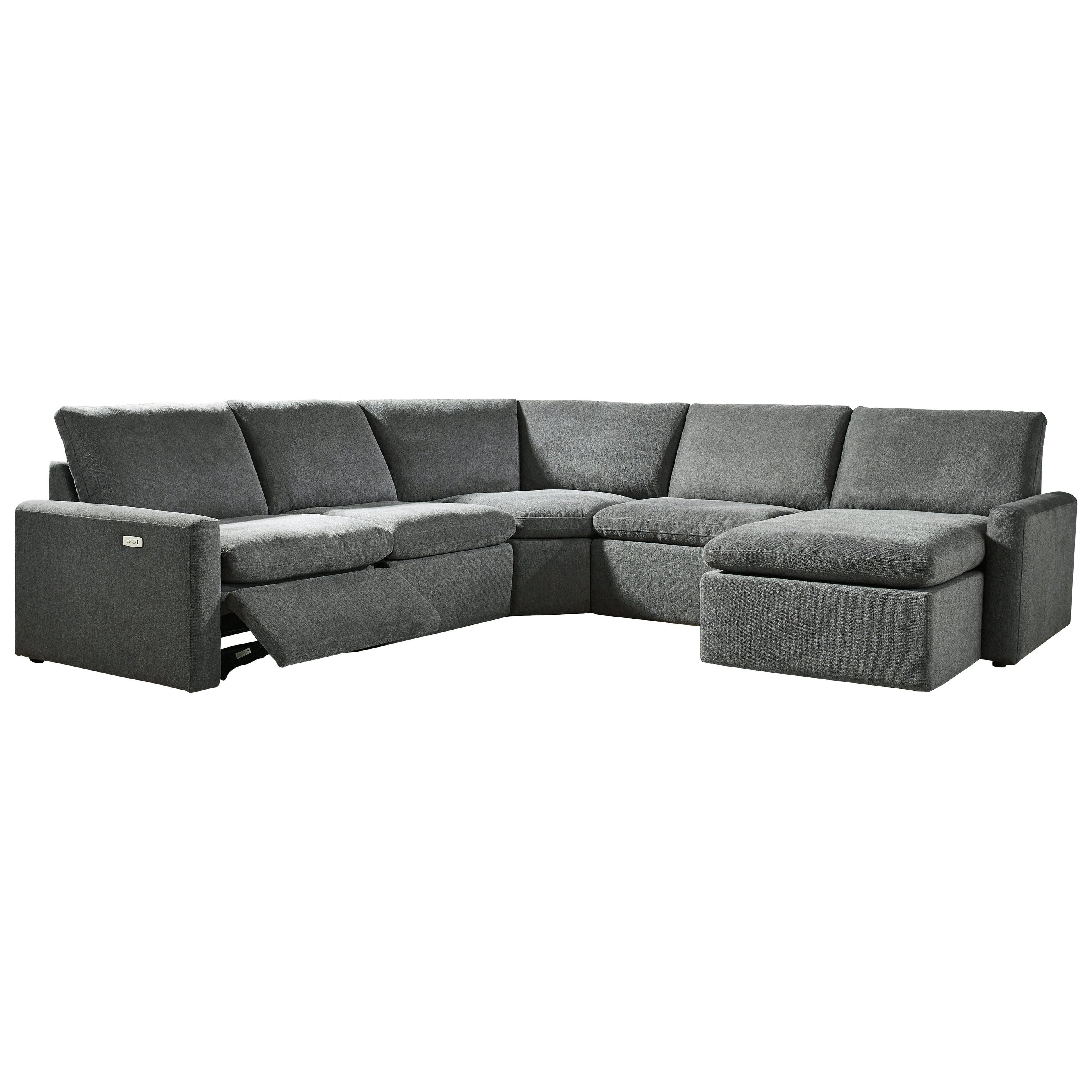Hartsdale 5-Piece Power Reclining Sectional with Chaise Ash-60508S4