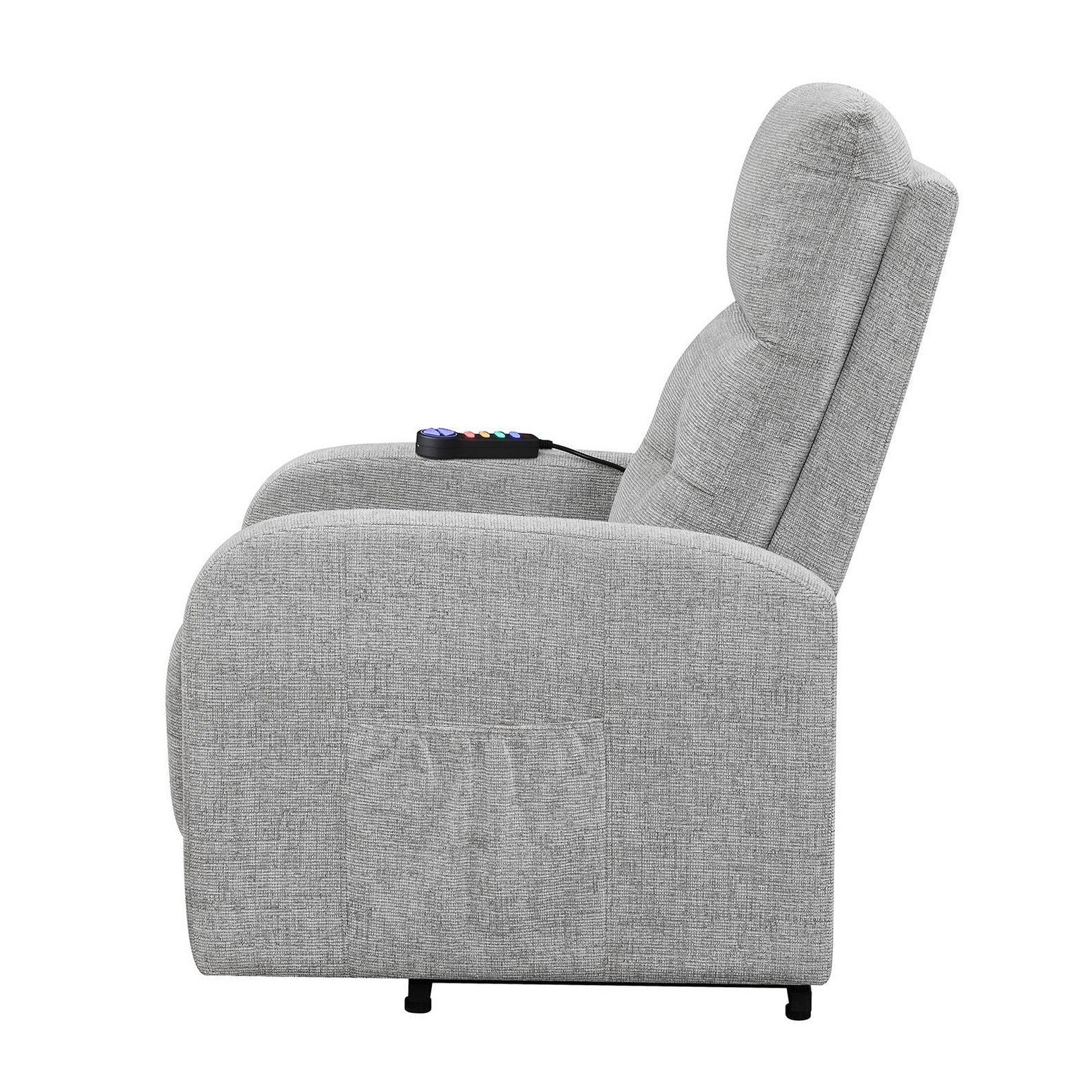 Howie Tufted Upholstered Power Lift Recliner Grey 609402P