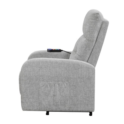 Howie Tufted Upholstered Power Lift Recliner Grey 609402P