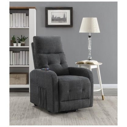 Howie Tufted Upholstered Power Lift Recliner Charcoal 609403P