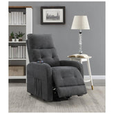 Howie Tufted Upholstered Power Lift Recliner Charcoal 609403P