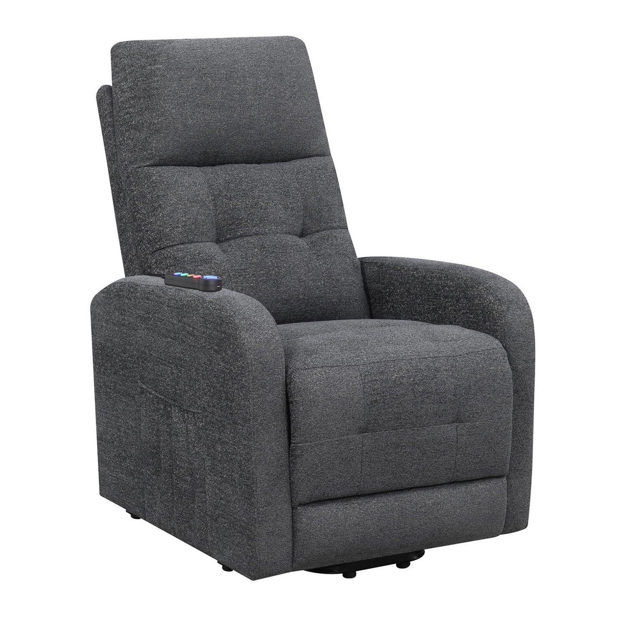 Howie Tufted Upholstered Power Lift Recliner Charcoal 609403P