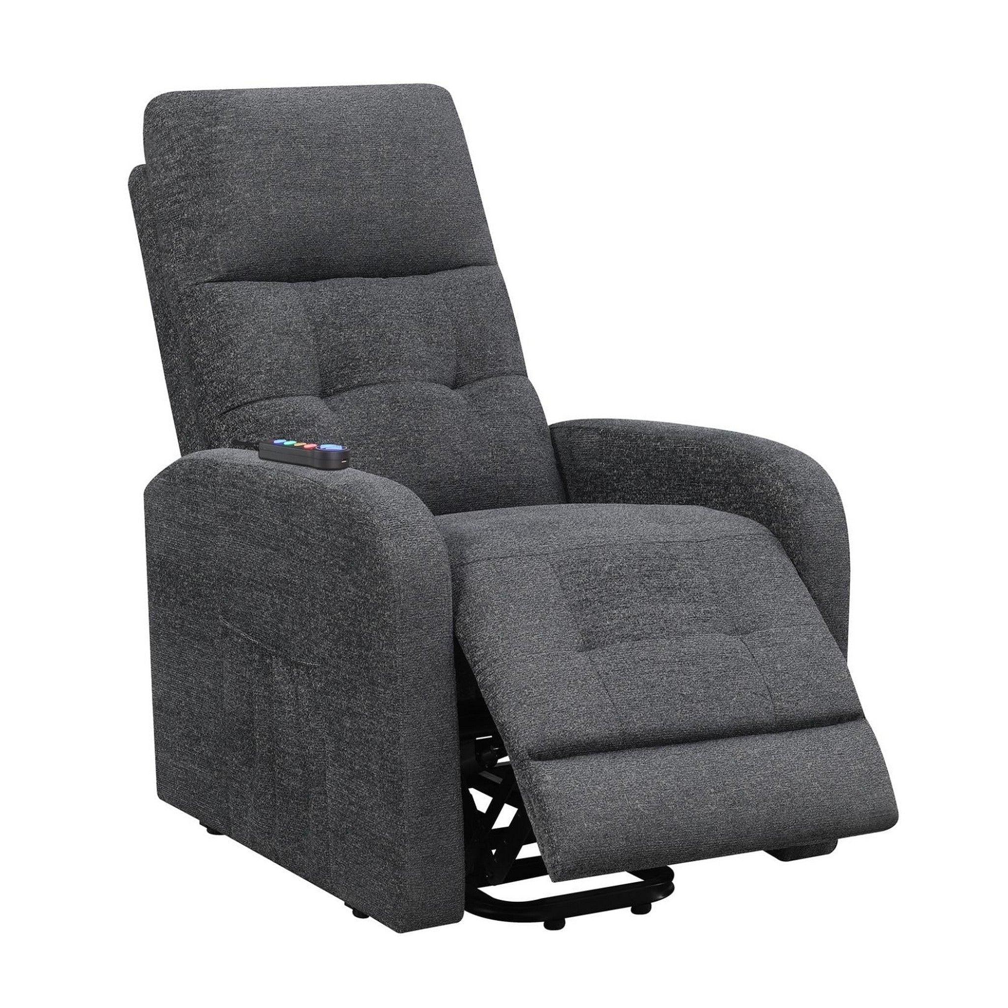 Howie Tufted Upholstered Power Lift Recliner Charcoal 609403P
