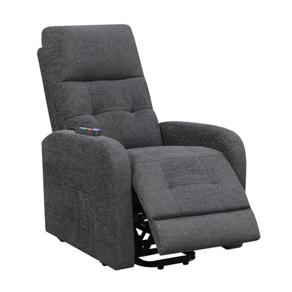 Howie Tufted Upholstered Power Lift Recliner Charcoal 609403P