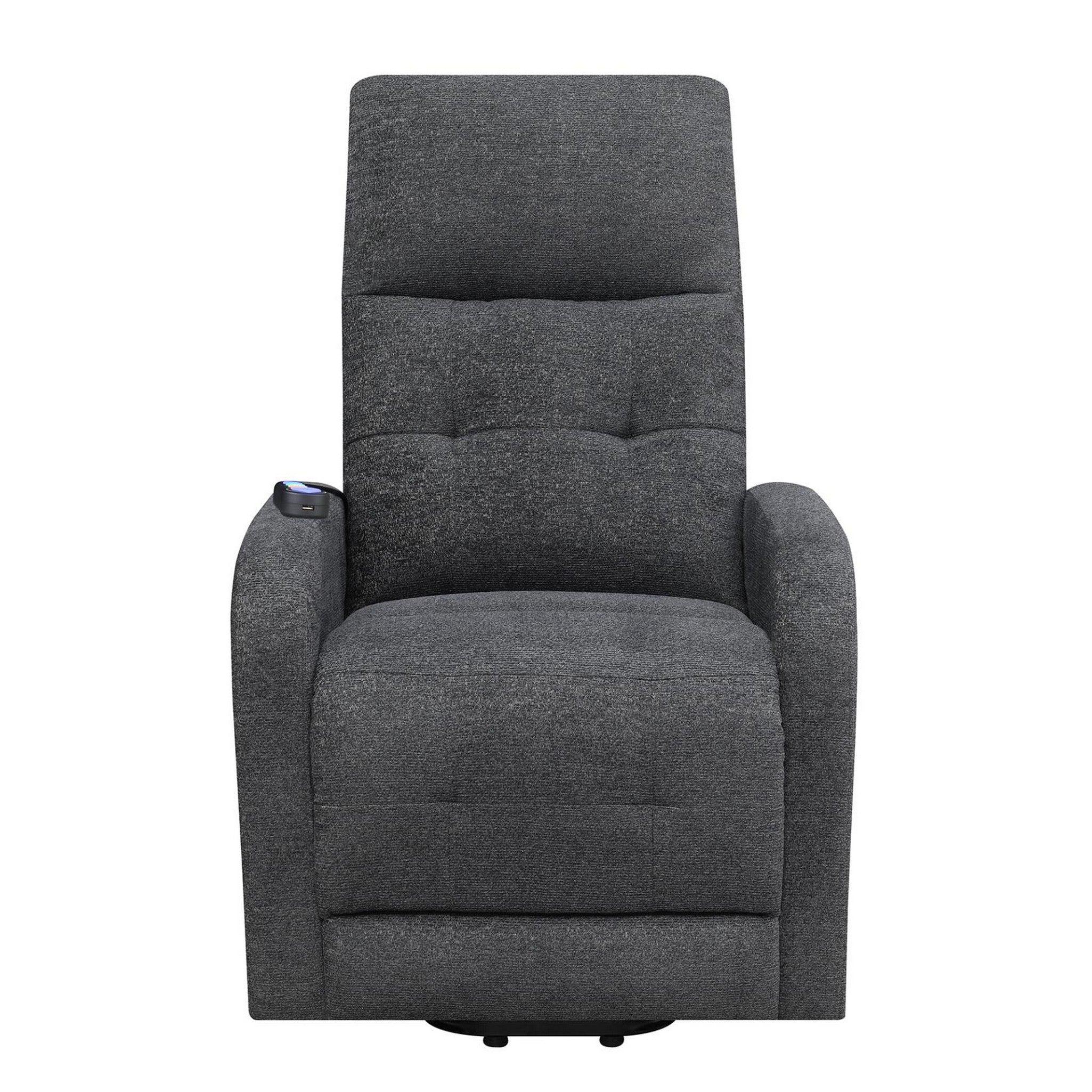 Howie Tufted Upholstered Power Lift Recliner Charcoal 609403P