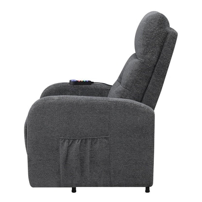 Howie Tufted Upholstered Power Lift Recliner Charcoal 609403P