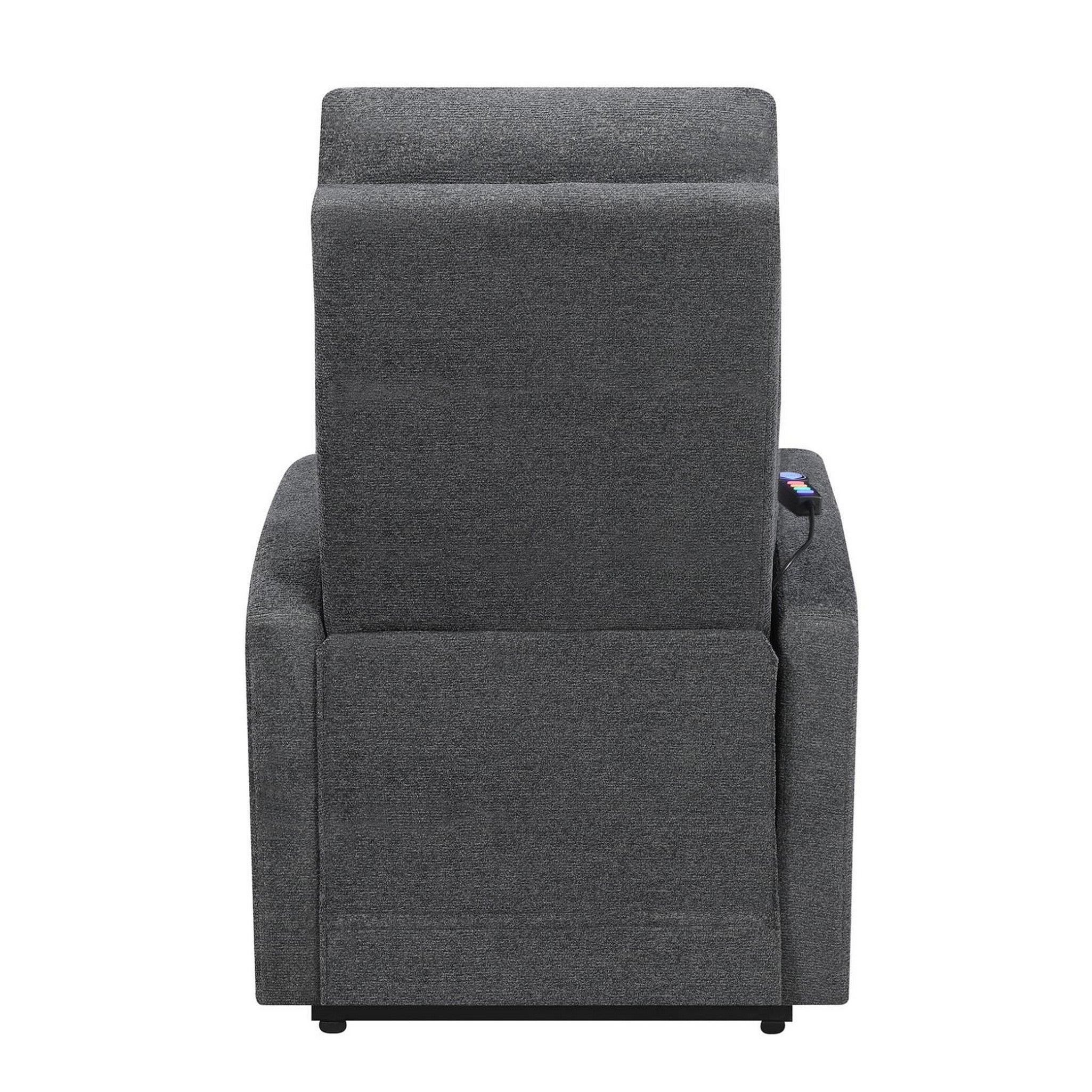 Howie Tufted Upholstered Power Lift Recliner Charcoal 609403P