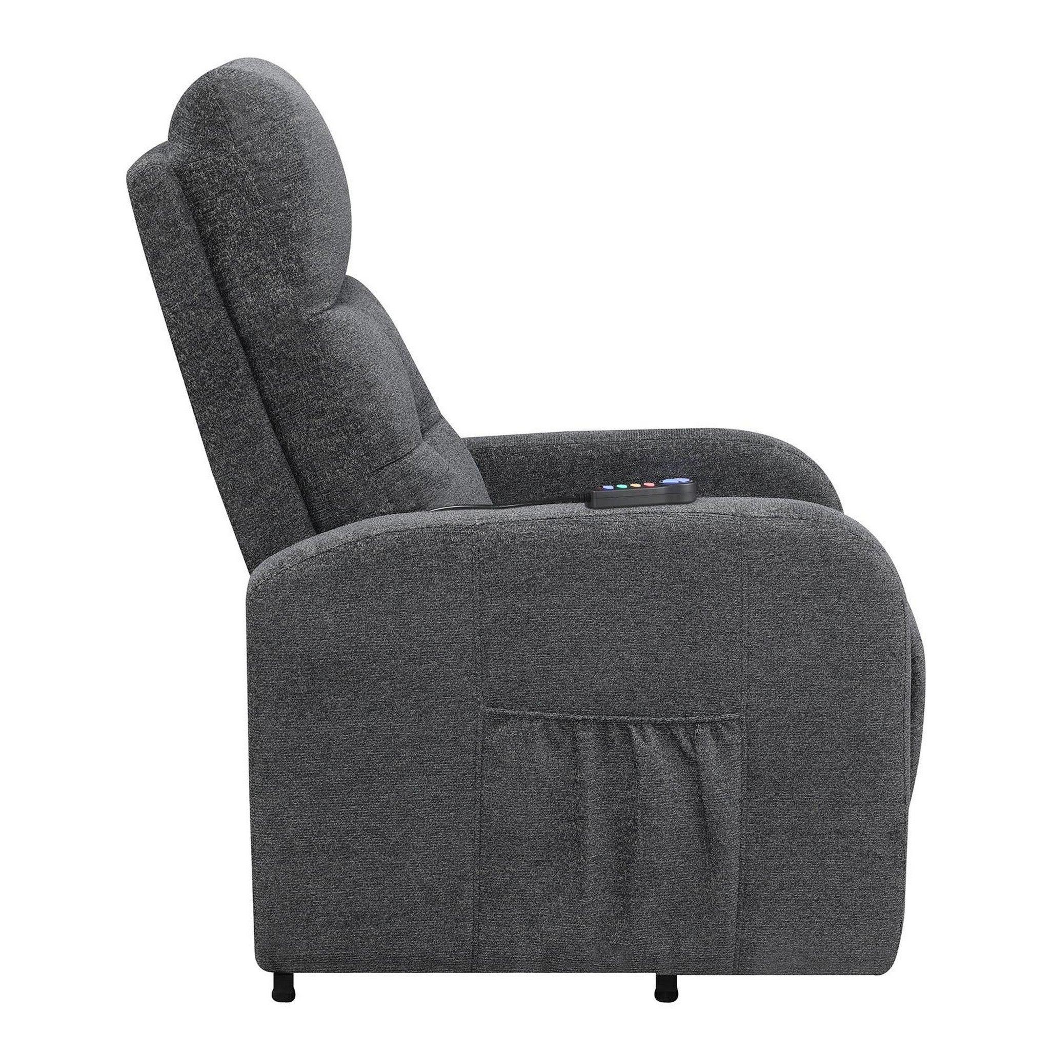 Howie Tufted Upholstered Power Lift Recliner Charcoal 609403P