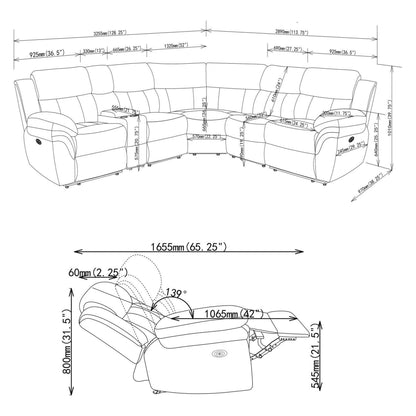 Bahrain 6-piece Upholstered Power Sectional Charcoal 609540P