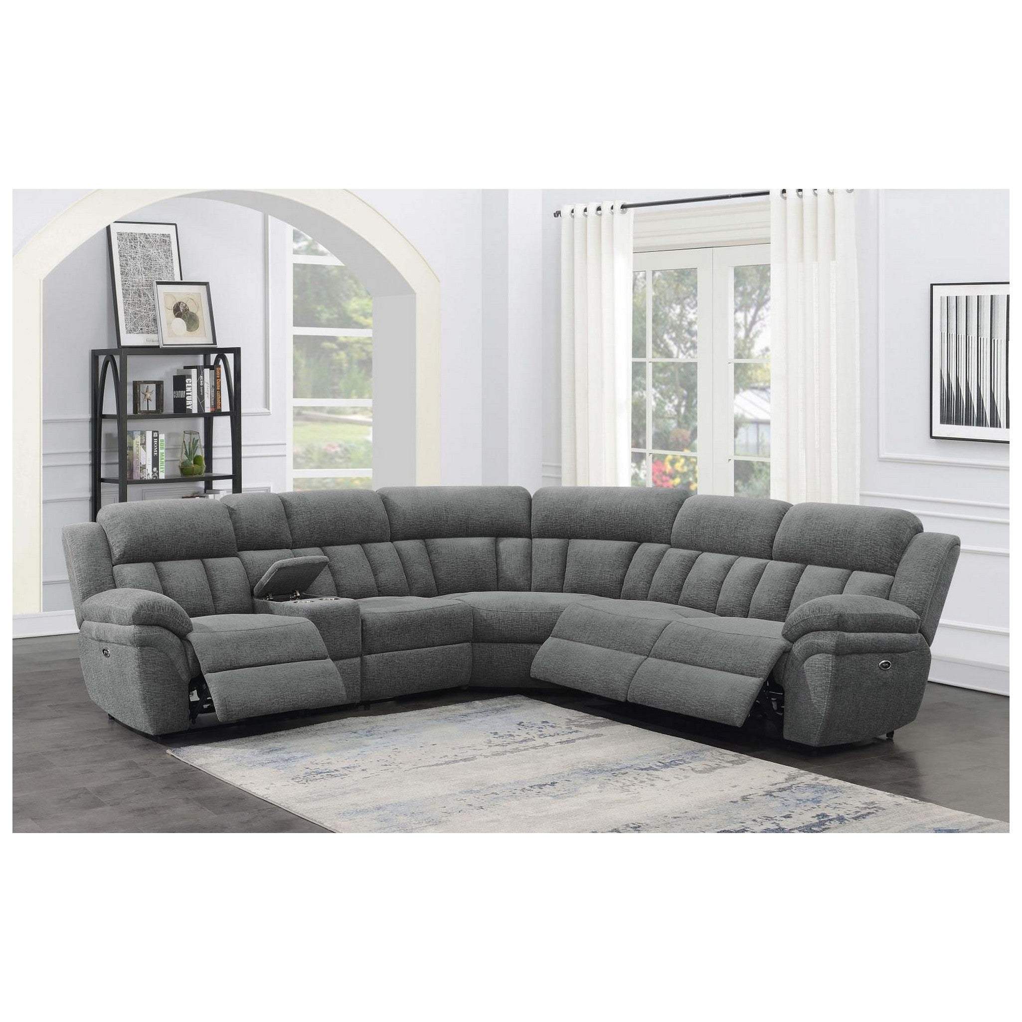 Bahrain 6-piece Upholstered Power Sectional Charcoal 609540P