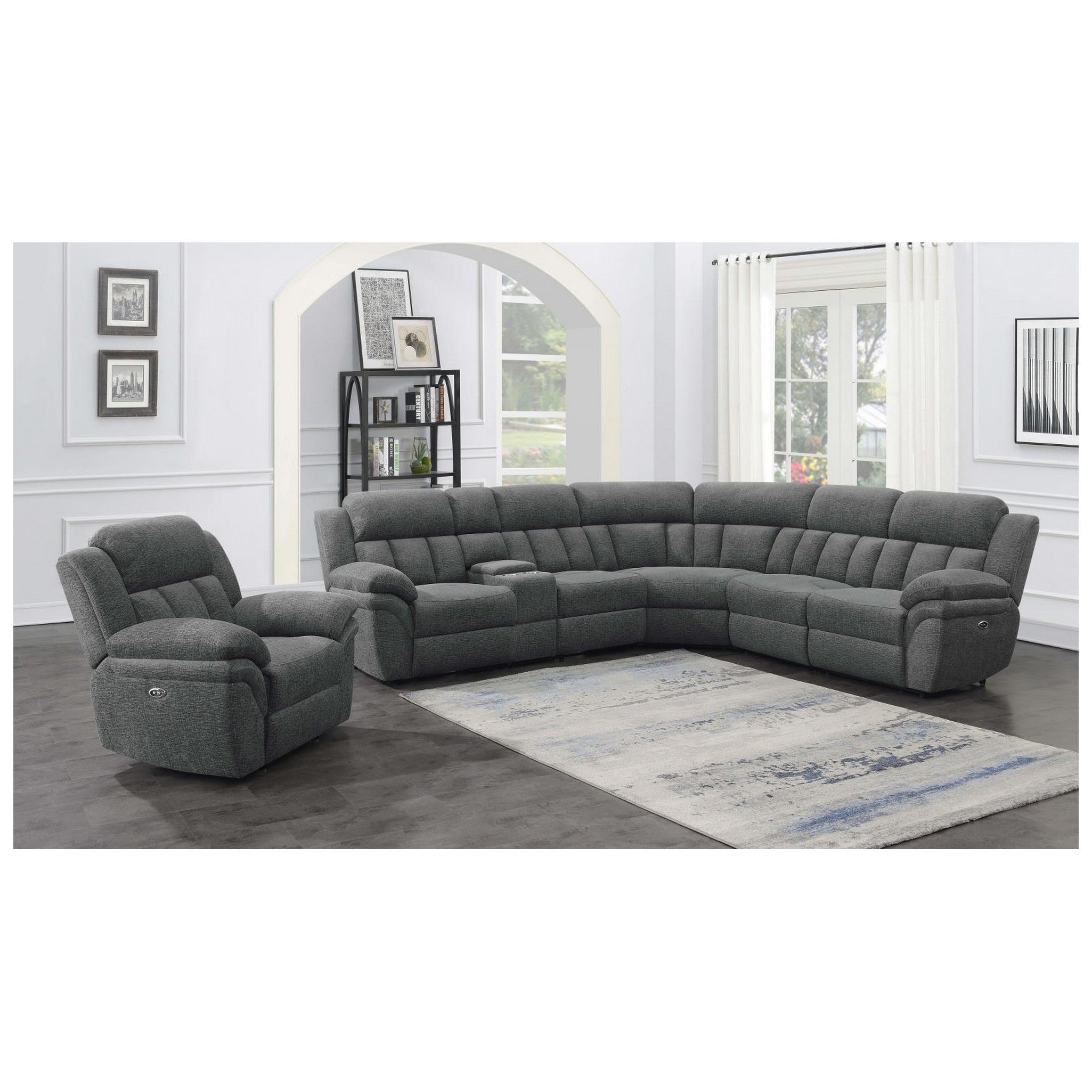 Bahrain 6-piece Upholstered Power Sectional Charcoal 609540P