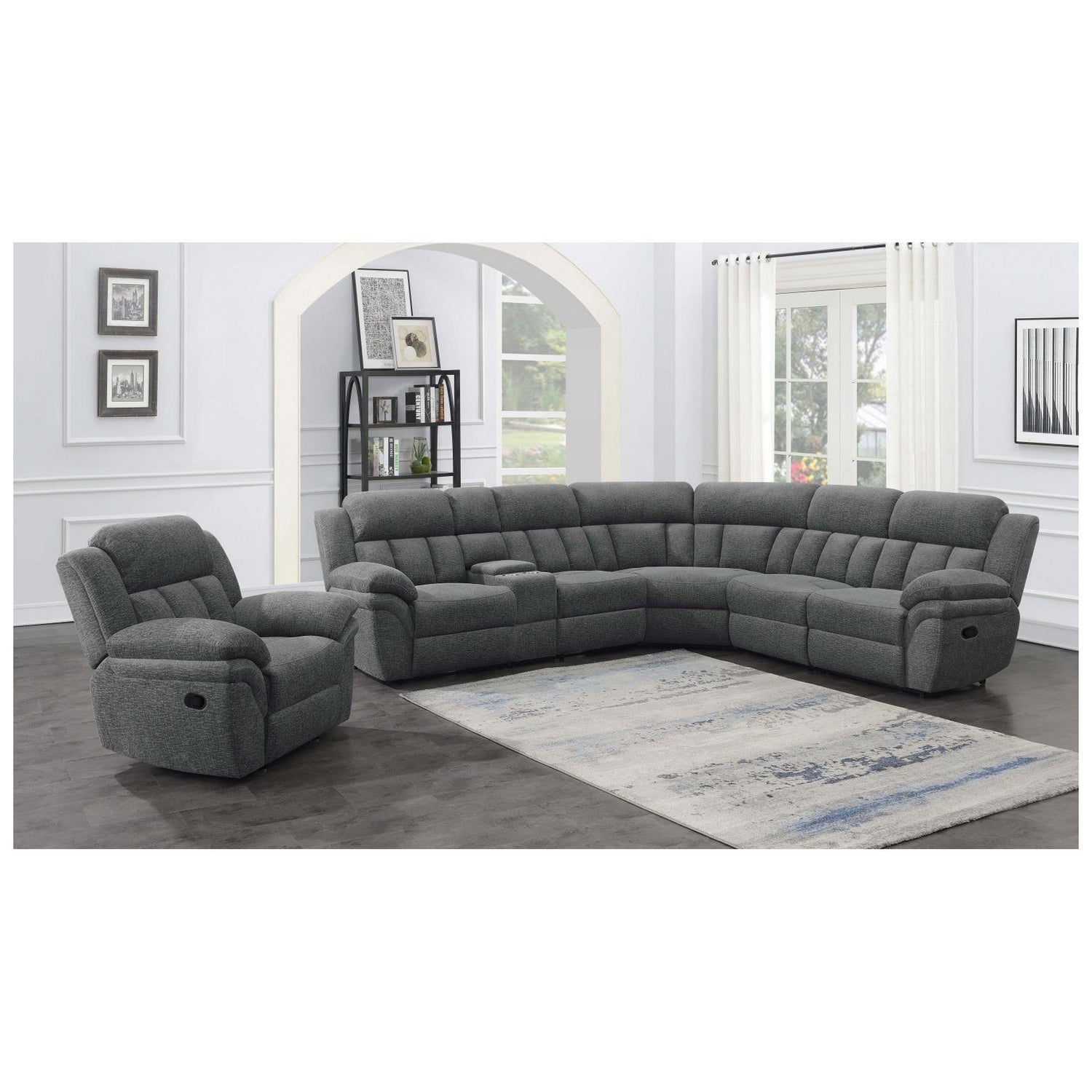 Bahrain 6-piece Upholstered Motion Sectional Charcoal 609540