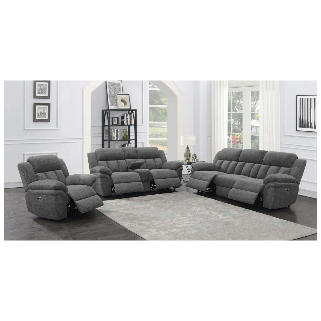 Bahrain Upholstered Power Glider Recliner Charcoal 609543P