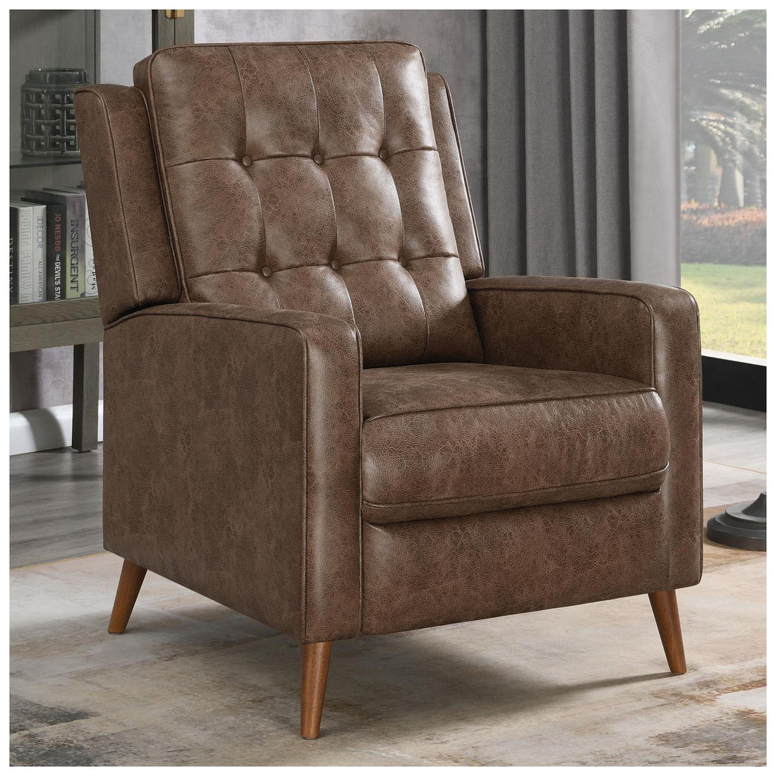 Davidson Upholstered Tufted Push Back Recliner Brown 609566